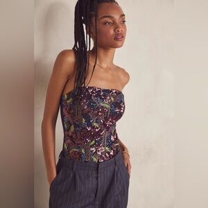 Free People Beauty in Bloom Strapless Bodysuit Size L NWT